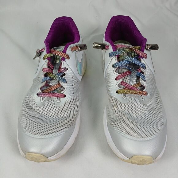 Nike Star Runner 4.5Y Women’s 6 Running Shoes Gray Iridescent Multicolor Laces - Picture 6 of 10